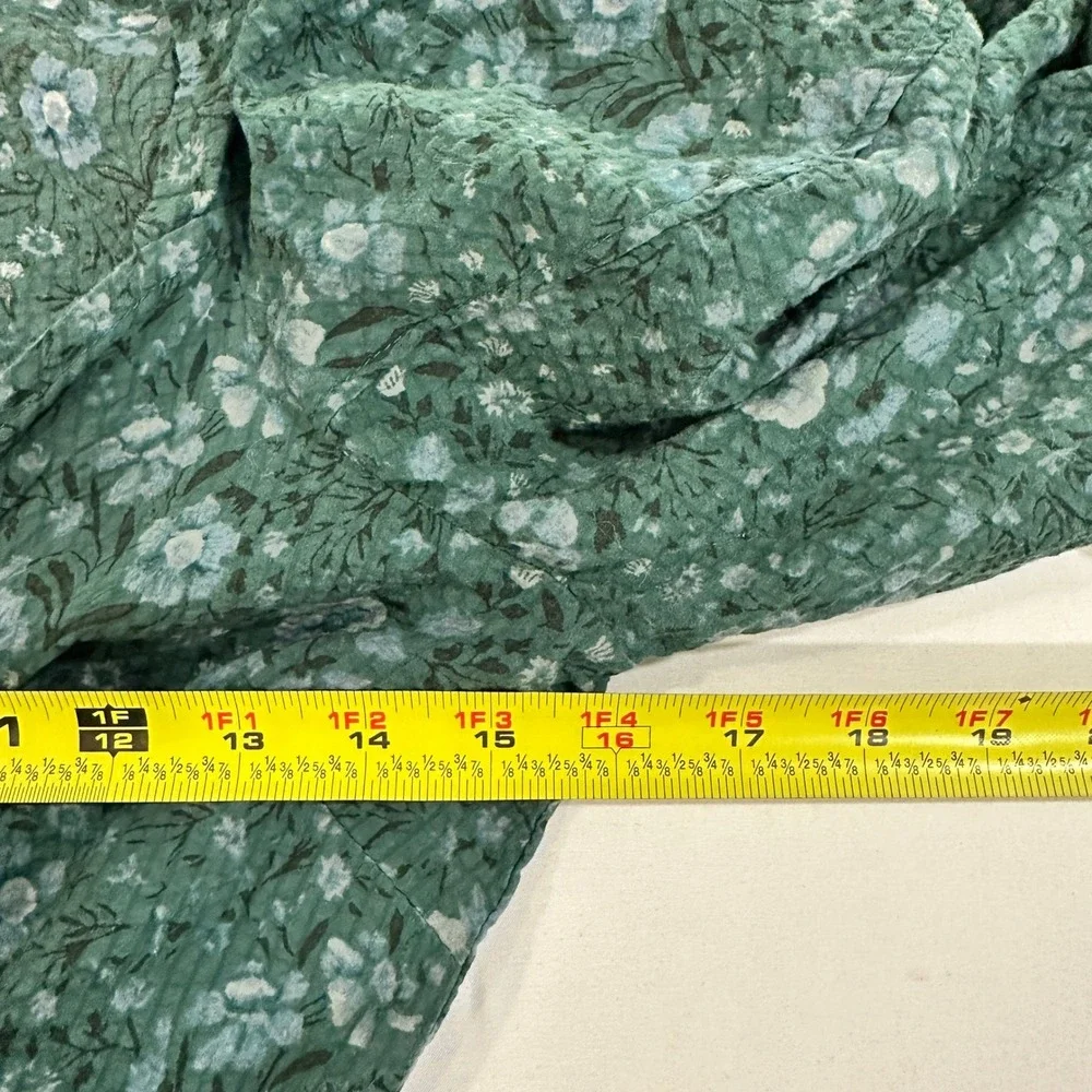 Madewell Floral Puff Sleeve Wrap Top Womens Small Green Cotton Smocked Back S